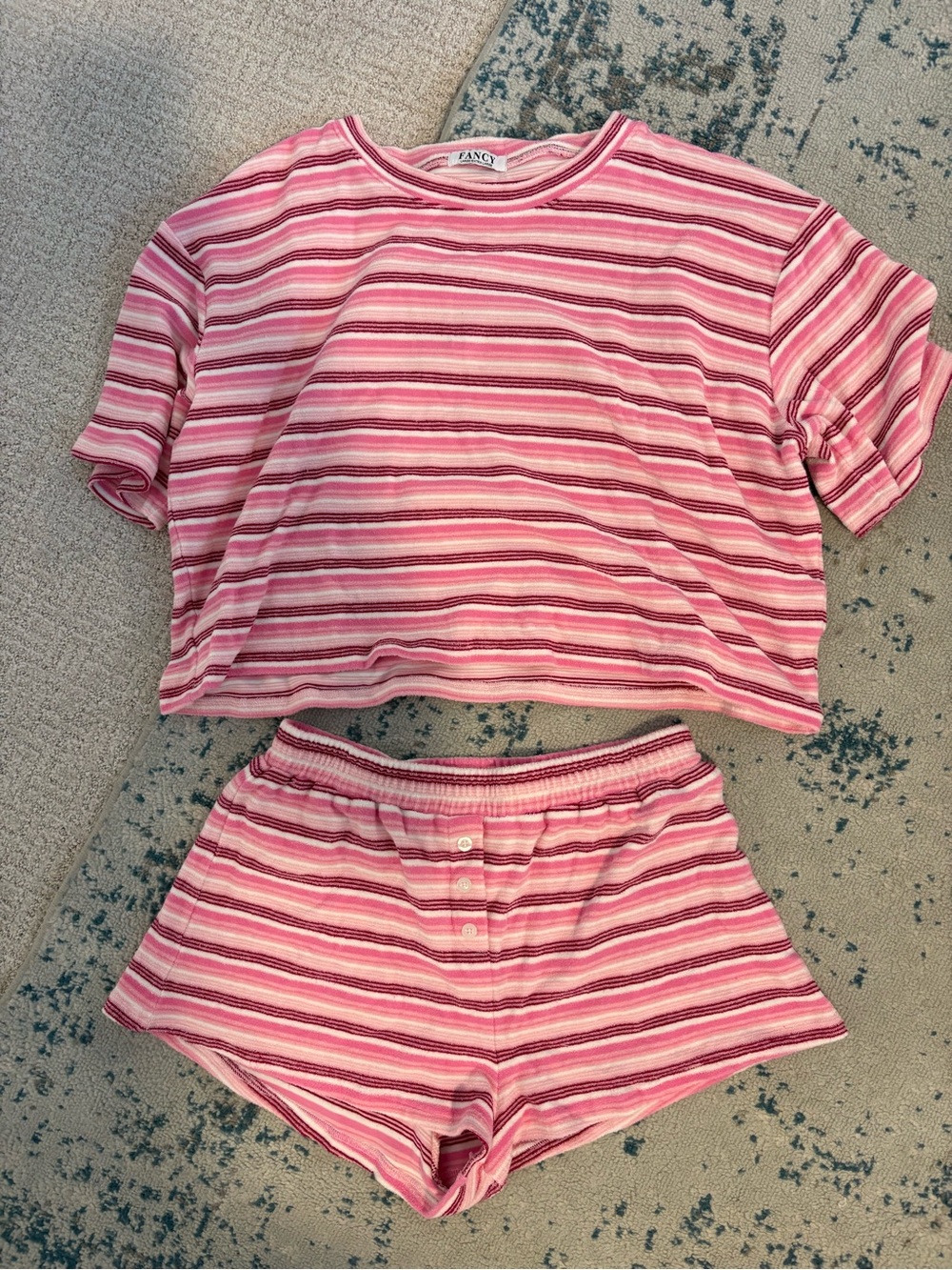 FANCY Pink Striped Women’s Short Pajama Set